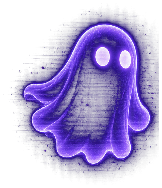 ghosti, a glowing holographic ghost