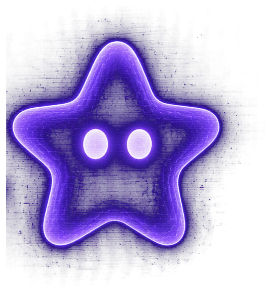 Stella, a glowing holographic star